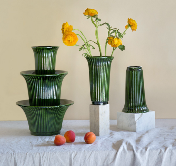 Daisy Green Glazed Vase