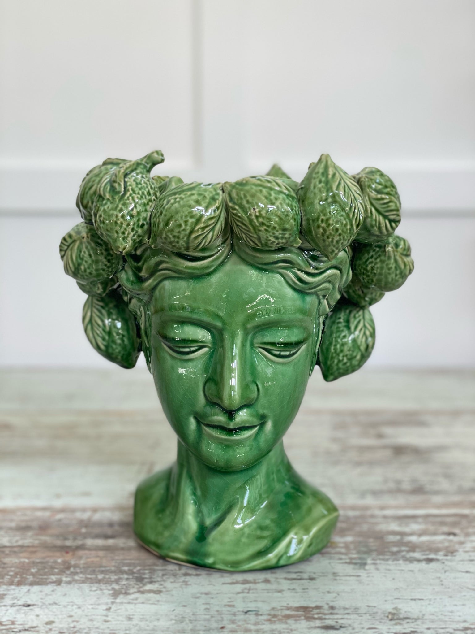 "Mrs Lemon Head" vase green